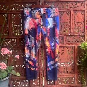 Athleta Capri Leggings - Blue, Red, Orange Pattern